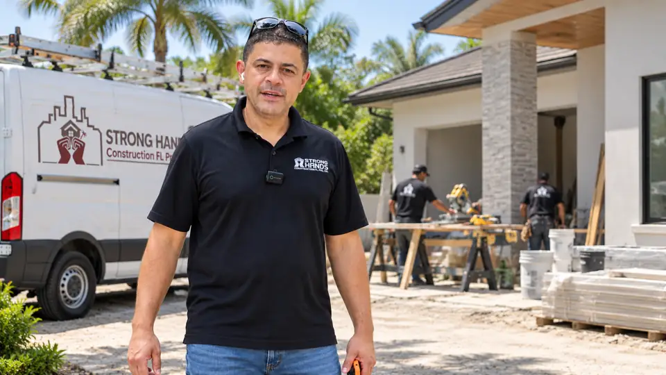 Edgar, owner of Strong Hands Construction, on a job site